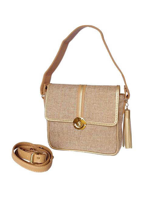 Get Textured Flap Detail Beige Sling Bag at ₹ 1550 | LBB Shop