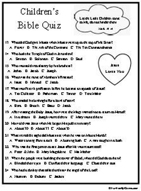 Children's Bible Quiz is a Multiple Choice Quiz With Chapter and Verse ...