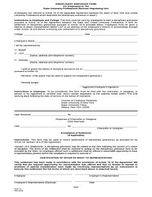 DISCIPLINARY GRIEVANCE Doc Template | pdfFiller