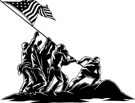 Flag Raising on Iwo Jima X 3 Graphics Marines, USMC, Cricut, Cut File ...