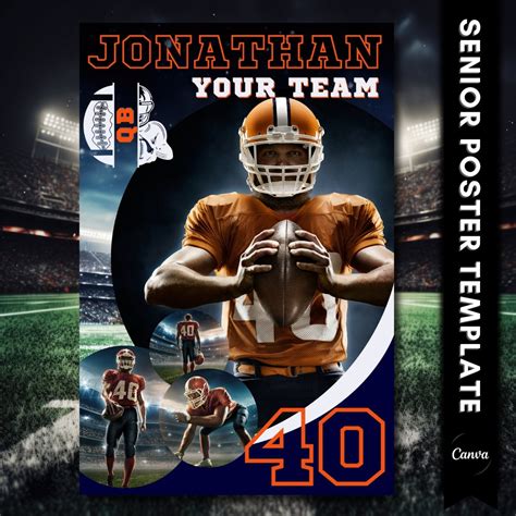Football Senior Posters Template, High School Senior Poster, 4 ...