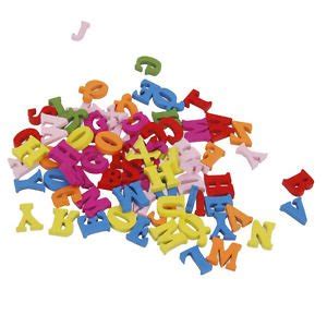 100 Mixed Color Wooden Alphabet Letters Scrapbooking Embellishment ...