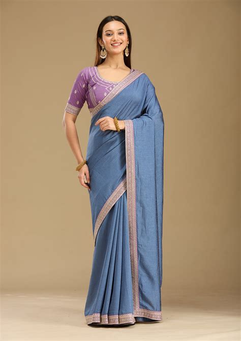 Buy Peacock Blue Zariwork (Gold) Soft Raw Silk Saree - Koskii