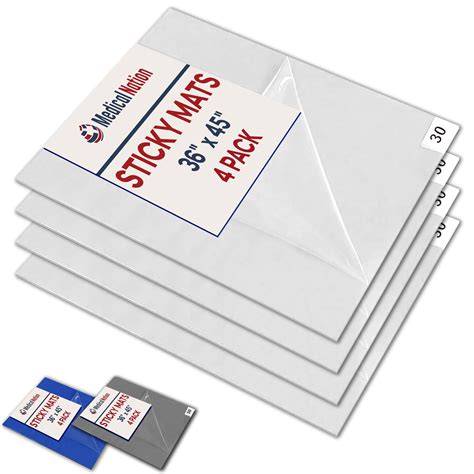 Medical Nation Sticky Mat - 36" x 45" - 120 White Sheets (Pack of 4 Mats - 30 Sheets per Mat ...