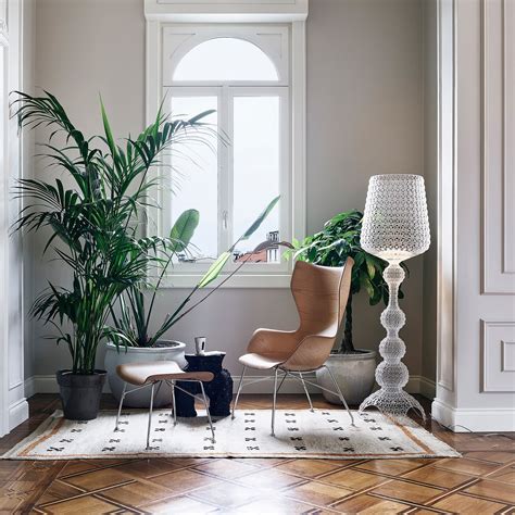 Designer floor lamp Kabuki with LEDs, transparent | Lights.co.uk