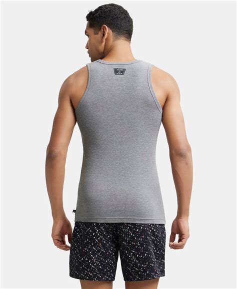 Buy Super Combed Cotton Rib Square Neck Sleeveless Vest - Mid Grey ...