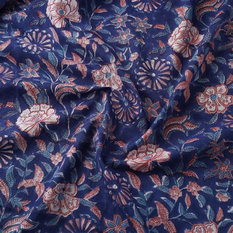 Blue Block Print Cotton Sanganeri Fabric – iTokri आई.टोकरी