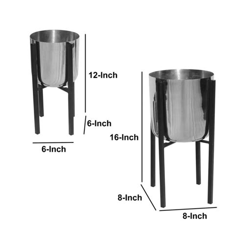 Benzara Round 8-in W x 16-in H Silver Metal Indoor/Outdoor Planter at ...