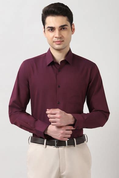 Buy Men Maroon Slim Fit Full Sleeves Formal Shirt Online - 40077339 ...