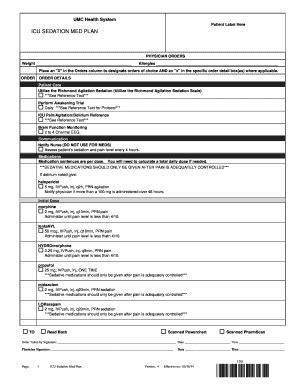 Fillable Online ICU SEDATION MED PLAN Fax Email Print - pdfFiller