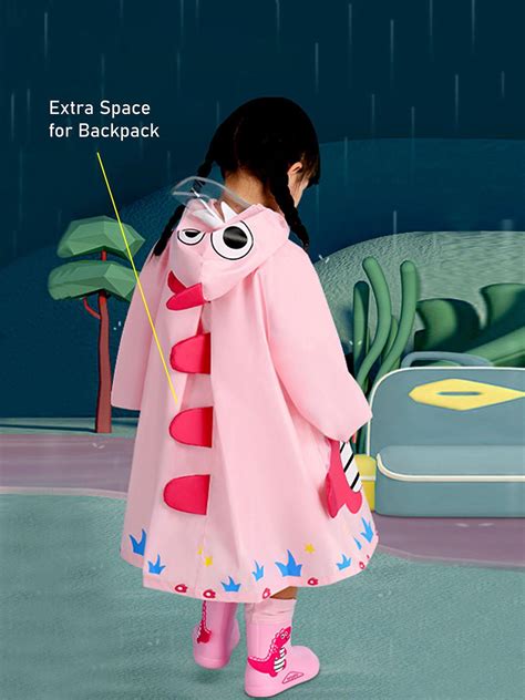 Little Surprise Box, Baby Pink Dino Park Raincoat for Kids and Toddlers ...
