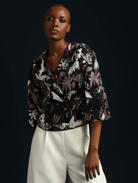 Marquee Floral Sequined Top