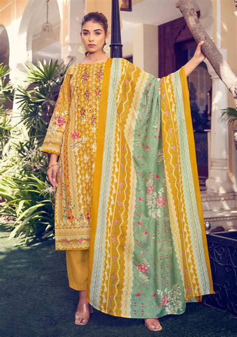 Naira Vol 7 Pure Mal Mal Cotton Dupatta Dress Material by Belliza ...