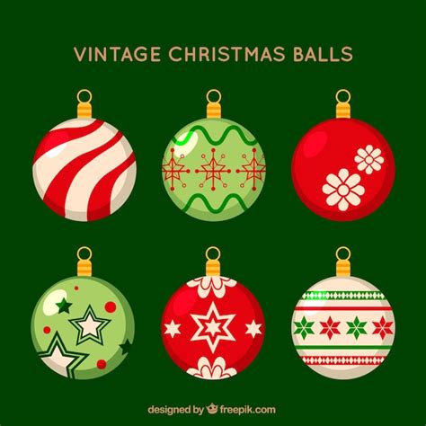 Pack of decorative christmas balls in flat design | Free Vector