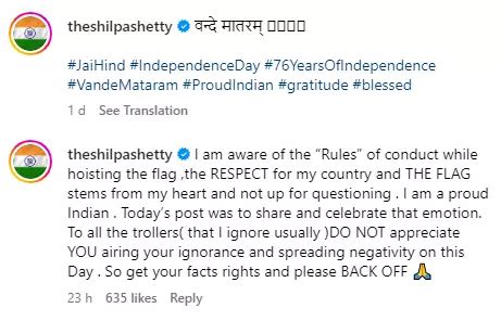 Shilpa Shetty Claps Back After Being Trolled For Hoisting Indian Flag ...