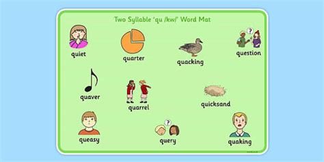 Two Syllable QU Word Mat (teacher made) - Twinkl