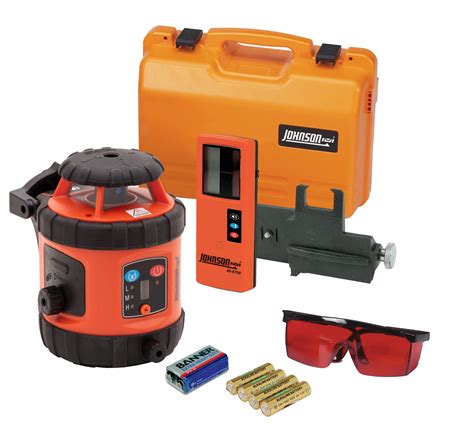 JOHNSON LEVEL, 800 ft Range w/Receiver, Red Beam, Rotary Laser - 1YRU3 ...