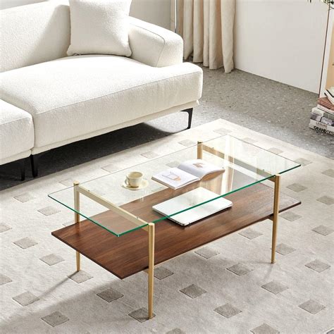 Buy Saint Mossi Tadio Glass Coffee Table, Clear Double Layer Glass ...