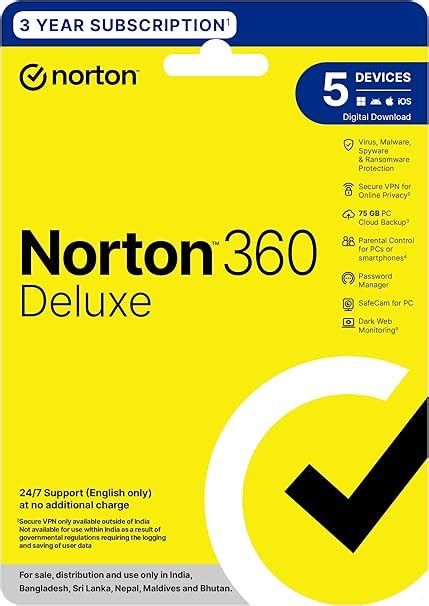 Norton 360 Deluxe |5 Users 3 Years|Total Security for PC, Mac, Android ...