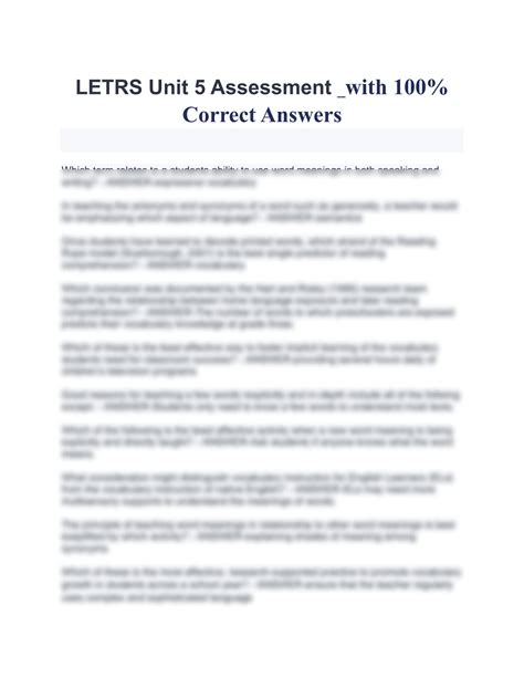 SOLUTION: Letrs unit 5 assessment - Studypool