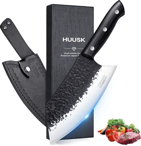 Amazon.com: Huusk Hand Forged Meat Cleaver - 8" Sharp Butcher Knife ...