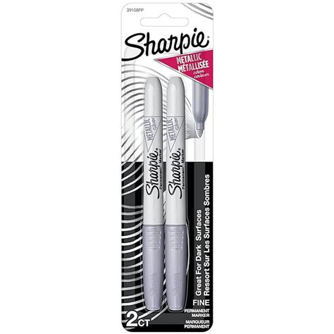 Sharpie Metallic Fine Point Permanent Markers, 2 Silver Markers ...