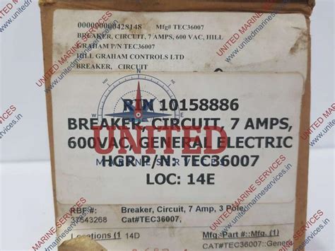 GE MAG-BREAK CIRCUIT BREAKER 3 POLE 7 AMP 600 VAC TEC36007 | United ...