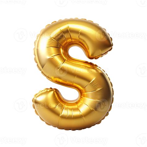 3D Gold Balloon Letter S cut out isolated PNG transparent 49515264 PNG
