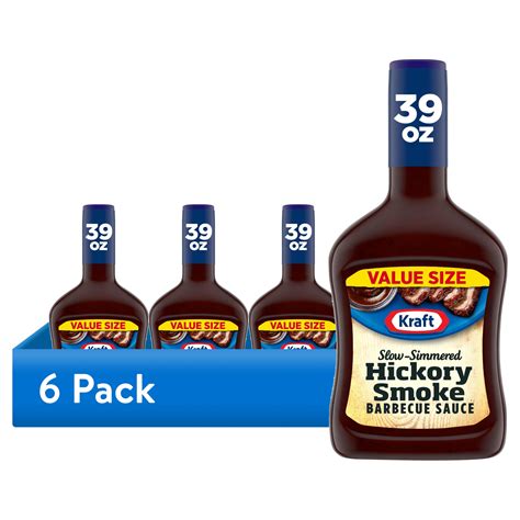 (6 pack) Kraft Hickory Smoke Slow-Simmered Barbecue BBQ Sauce Value ...