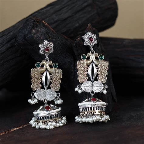 Noor-e-Jhumka Classic German Silver Earrings – iTokri आई.टोकरी