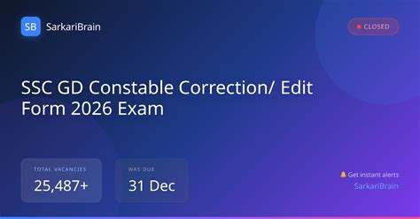 SSC GD Constable Correction/ Edit Form 2026 Exam 2026 - Notification ...