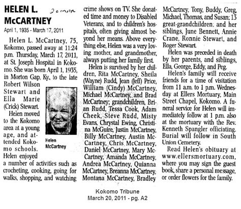 2011 Kokomo Tribune Obituaries - Kokomo, In