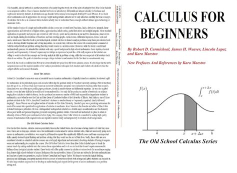 Calculus For Beginners (Old School Calculus Book 1) eBook : Carmicheal ...