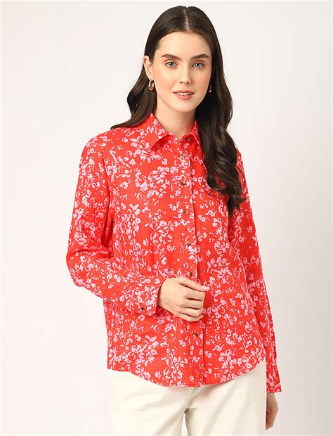 Buy Pure Linen Floral Spread Collar Shirt at Marks & Spencer