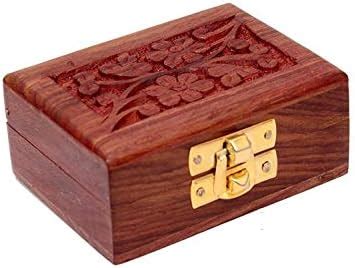 SIMRAN HANDICRAFTS Wood Storage Box Organizer and Pouch Bag, Brown ...