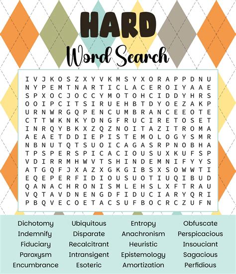 Hard Printable Word Search Puzzles