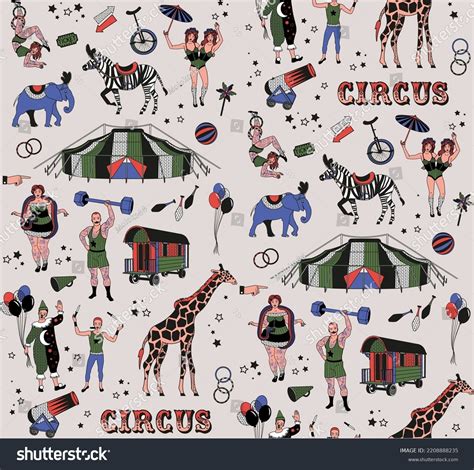 Circus Collection Clown Snake Ladythe Knife Stock Vector (Royalty Free ...