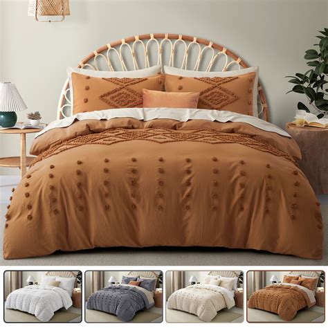 "King Size Duvet Cover, 3-Piece Boho Set, Soft Embroidery, Zipper ...