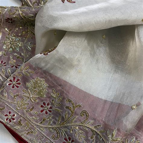 Gulab ki pankhuri husn tissue silk heavy hand embroidered zardozi bord ...