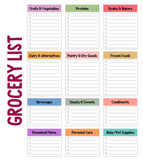 Grocery List Template Amenable - 10 Free PDF Printables | Printablee