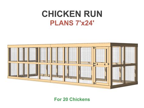Chicken Run Plans 7x24 for 20 Chickens DIY Chicken Pen Plans PDF ...