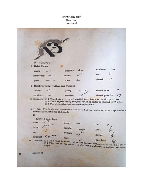 SOLUTION: STENOGRAPHY Gregg Shorthand Lesson 13 - Studypool