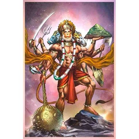 Panchmukhi Hanuman Ji Photo Home Vastu Canvas Painting 03L