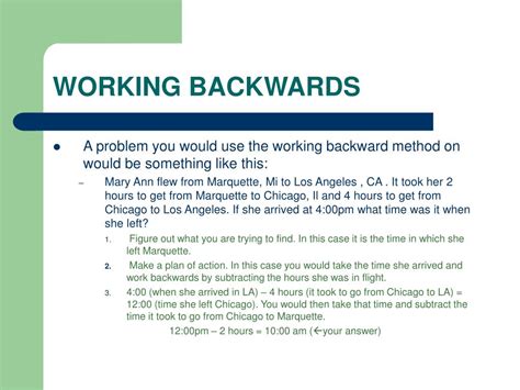 Image result for Working Backwards Problem Solving