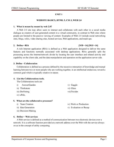 IP 2 Marks QB - CS8651 Internet Programming III YEAR/ VI Semester UNIT ...