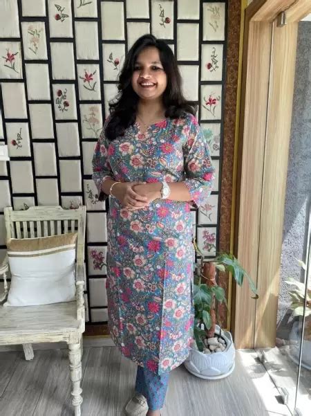 Multi colour floral handblock printed cotton co-ord set