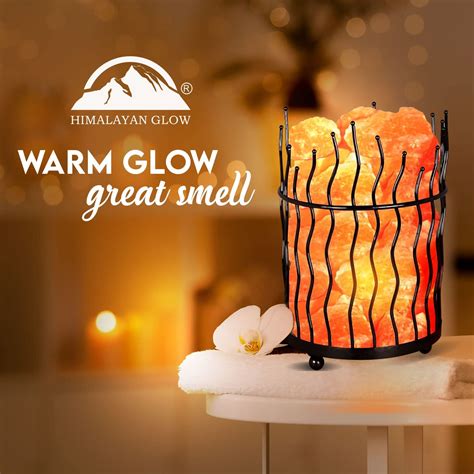 Himalayan Glow Pillar Style Basket Salt Lamp with Pink Salt Chunks 6-8 Lbs
