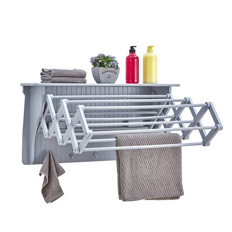 Danya B. Wall Mounted Retractable Accordion Drying Rack – Light Grey ...