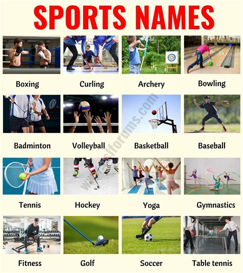 List of Sports in English - ESL Forums