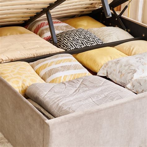 Buy Helios Bravo Betty Queen Bed with Hydraulic Storage - Brown from ...